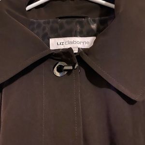 New XL lined w/hood brown coat leopard print trim on cuffs & hood snap closure